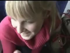 While her pal records, she blows this guy away on a speeding train.